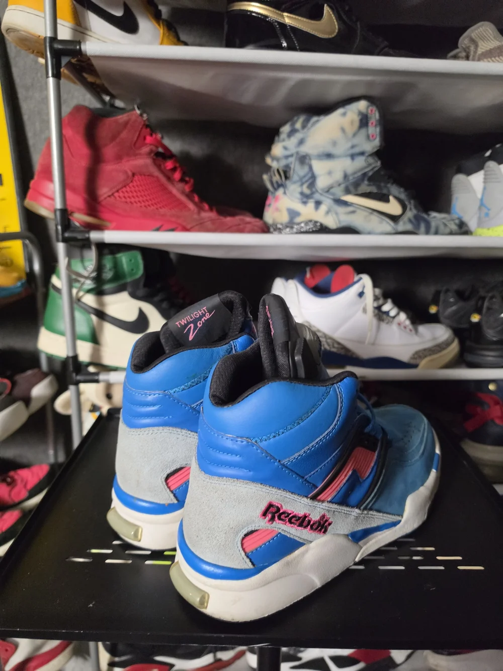 🔥 Reebok Blue Pink Twilight Zone Men Size 9 Retro High-Top Sneakers